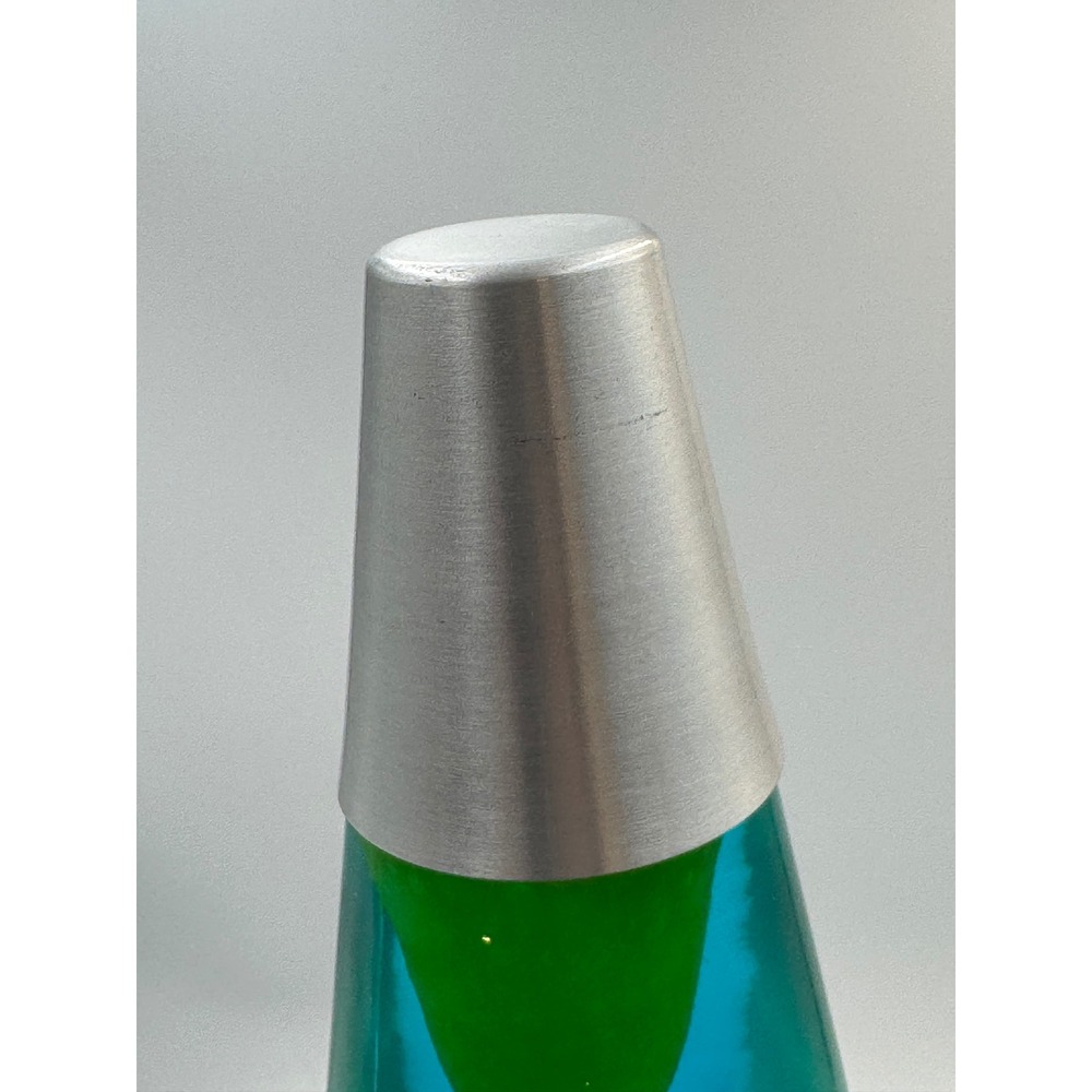 Vintage Lava Lite Lamp Blue Liquid Green Wax Brushed Silver Base 2001 E127444 - Picture 10 of 14